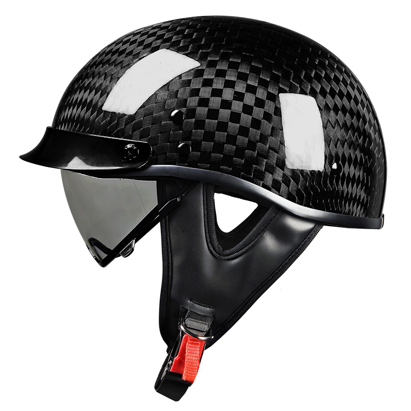 Casco de motocicleta de media cara de fibra de carbono 805, casco retro de motocross para turismo y carreras