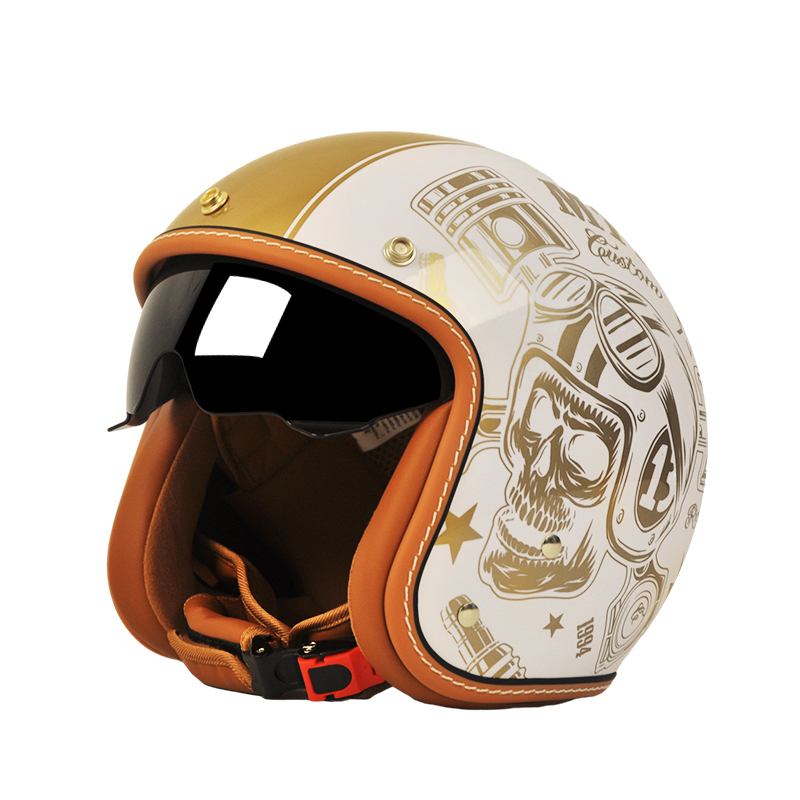 MT901 Casco de motocross retro con certificación DOT de cara abierta