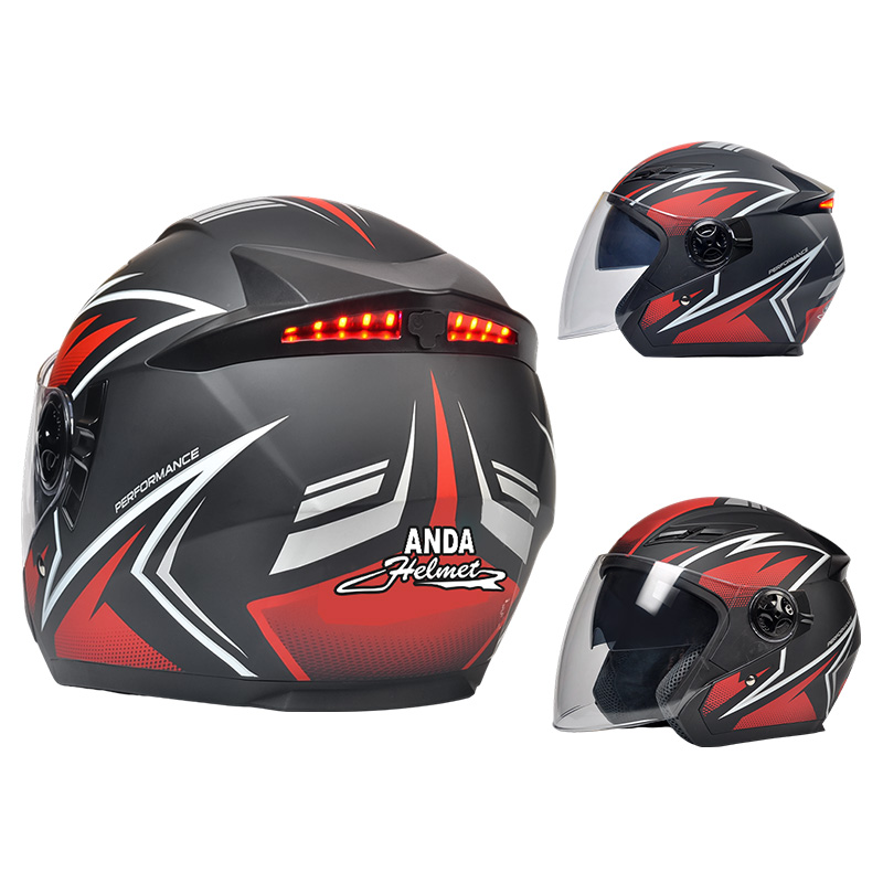 Casco abierto 166 con luz trasera LED de seguridad y certificación DOT